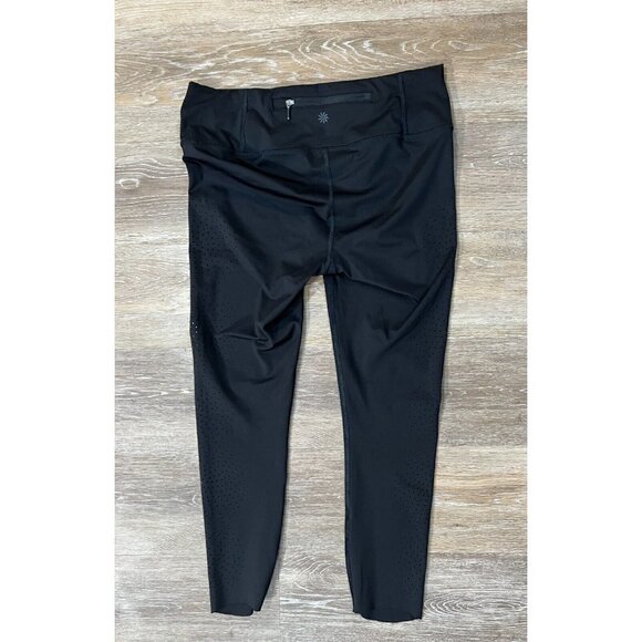 Athleta Sz S Black Laser Cut Out Perforated Capri Cropped Pants Leggings - Picture 11 of 15